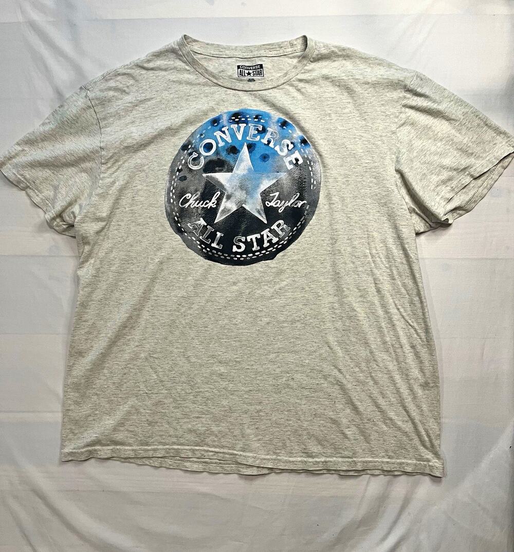 Converse All Star Chuck Taylor Logo Graphic T-Shirt Mens 2XL Gray Crew Neck